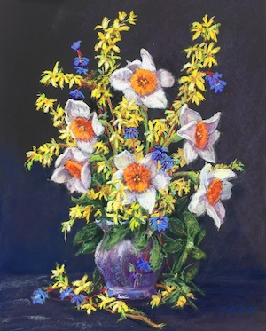 Schifano, daffodils, forsythia