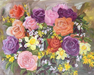 multicolor rose painting